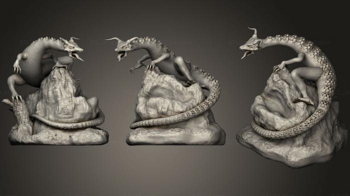 Статуэтки герои, монстры и демоны (Ящерица - Дракон, STKM_0943) 3D модель для ЧПУ станка